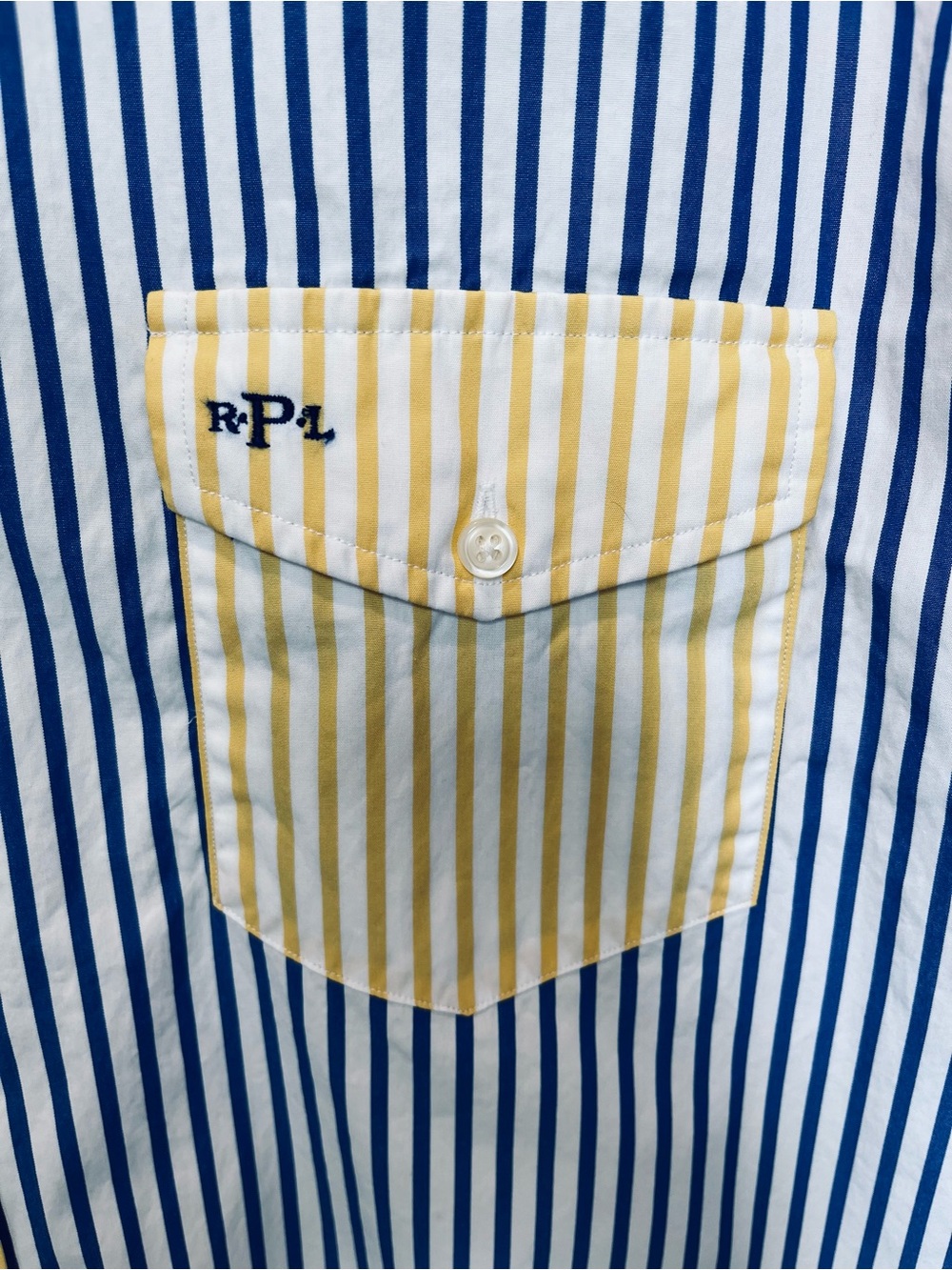 Ralph Lauren Blue and Yellow And Pink Striped Men's Button Down Shirt - Picture 4 of 11